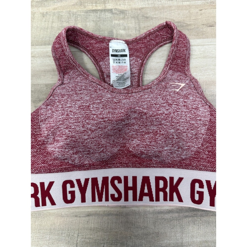 GYMSHARK Sports Bra Size‎ XSmall Flex Racer Back Seamless Padded Heathered Red